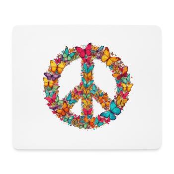 Happy Earth Day Schmetterling Friedenszeichen Bunt - Mousepad (Querformat) - Weiß - Vorne