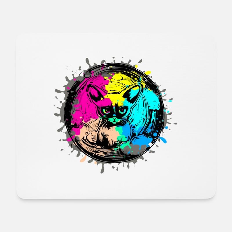 Siamkatze,katze, illustration, Graffiti, bunt - Mousepad (Querformat) - Weiß