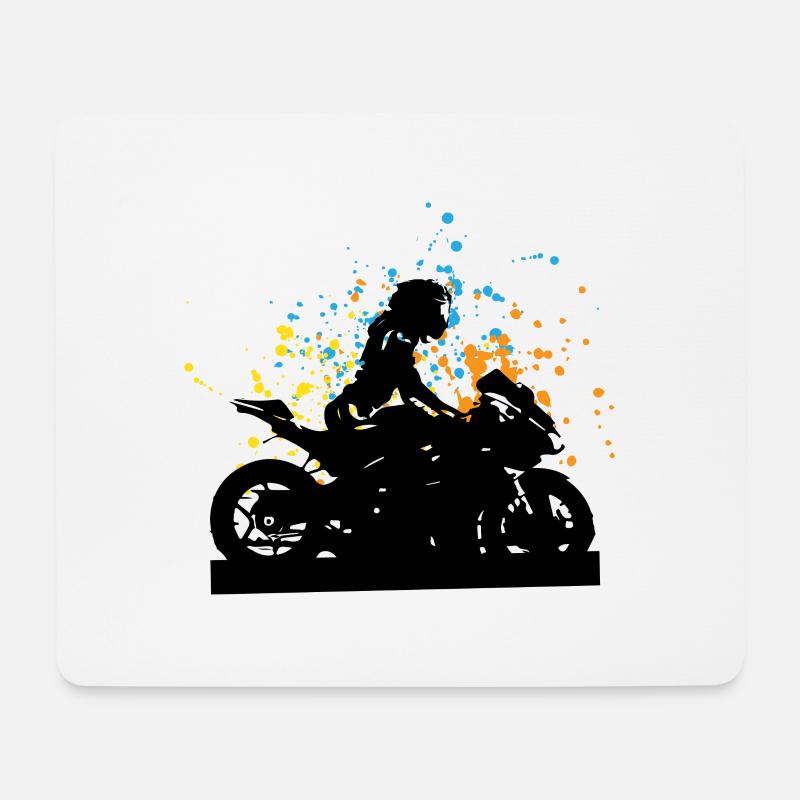Mädchen Motorradfahrerin Geschenk - Mousepad (Querformat) - Weiß