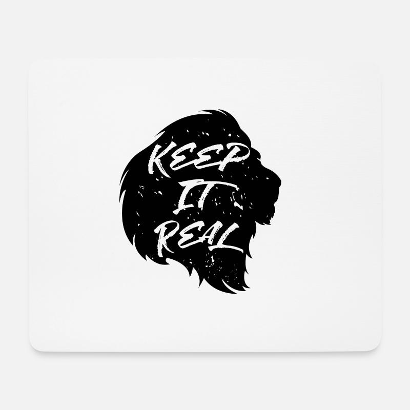 Löwe hält es echt - Mousepad (Querformat) - Weiß
