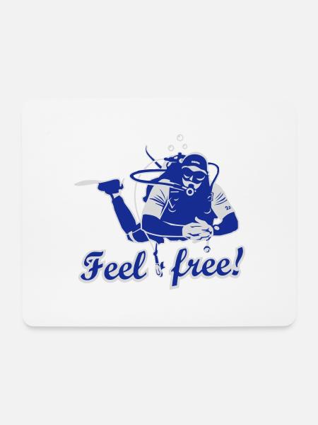 Tauchen T Shirt Feel free! für Taucher - Mousepad (Querformat) - Weiß