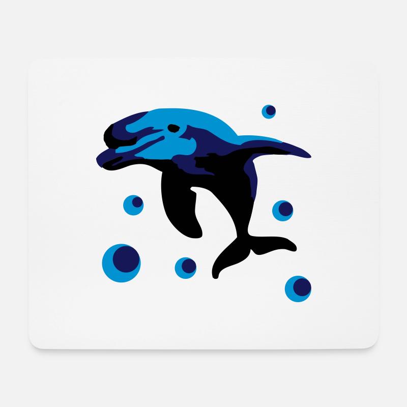 Delphin im Wasser - Mousepad (Querformat) - Weiß