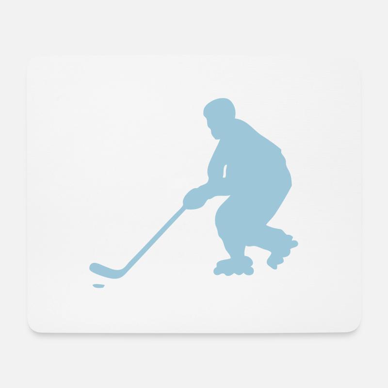 Roller Inline Hockey Silhouette Charakter - Mousepad (Querformat) - Weiß