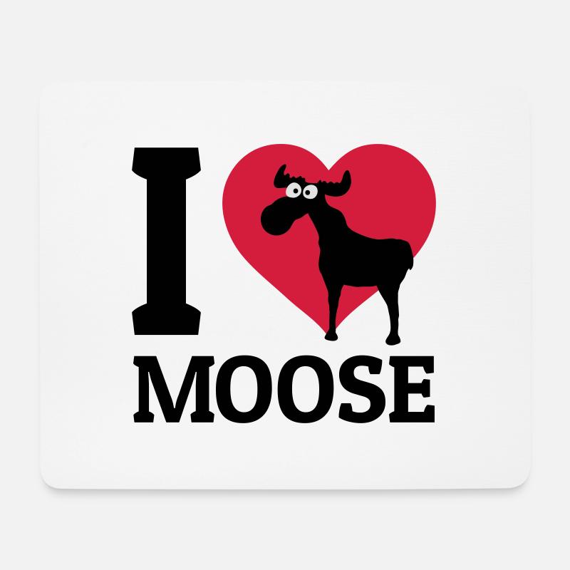 I love Moose - Tapis de souris (format paysage) - blanc