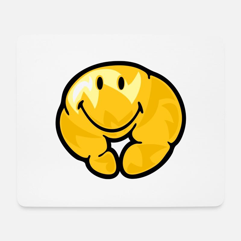 Smiley Croissant - Mousepad (Querformat) - Weiß