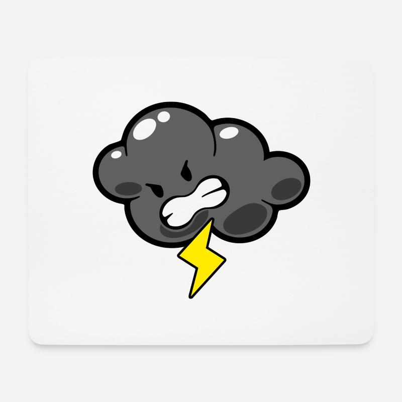 Smiley Kawaii Lightning - Mousepad (Querformat) - Weiß