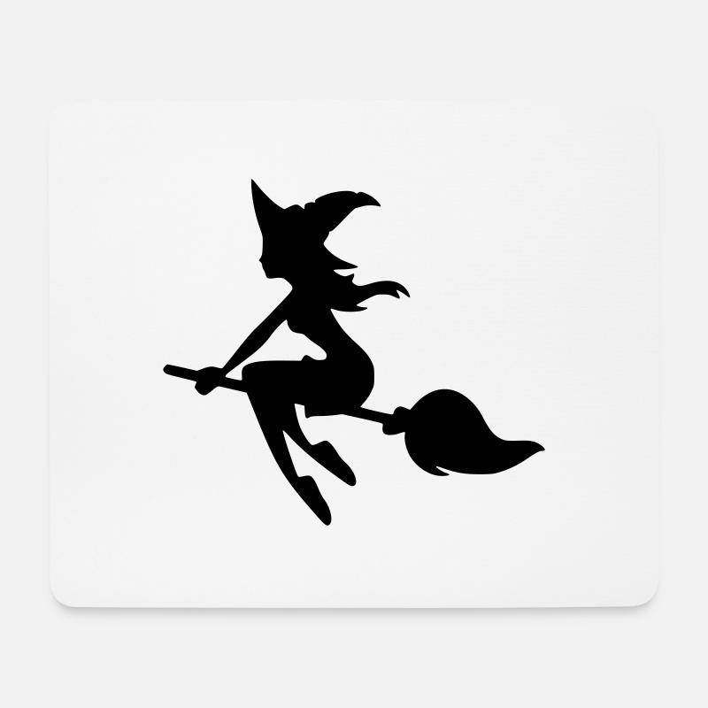 Hexe auf Besen - Mousepad (Querformat) - Weiß