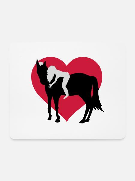 Jente og hennes hest - Musematte (liggende format) - hvit