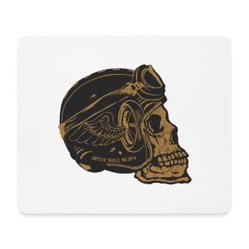 skull skull helmet biker wing wheel - Mouse Pad (horizontal) - white - Front