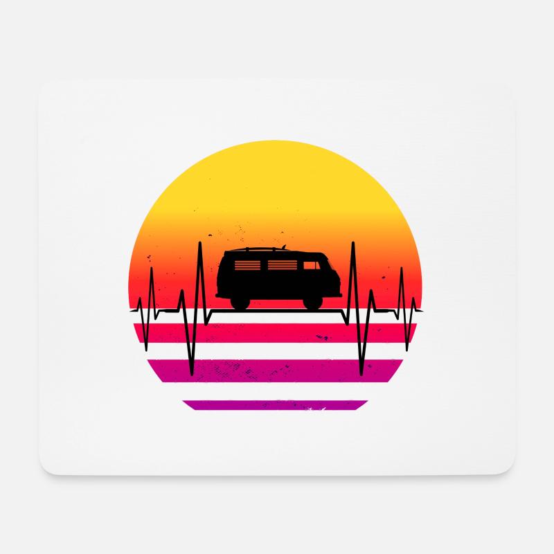 Bully Surf Trip Surfer Van Retro Sonnenuntergang - Mousepad (Querformat) - Weiß