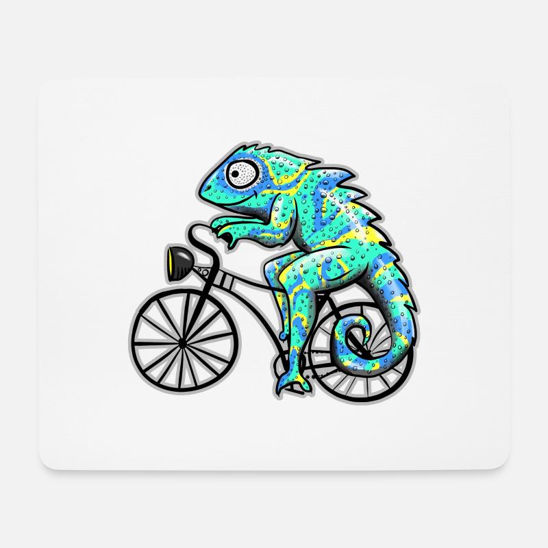 Chamäleon mit Fahrrad - Mousepad (Querformat) - Weiß