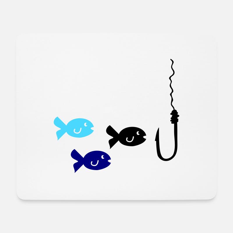 Angeln Fische - Mousepad (Querformat) - Weiß