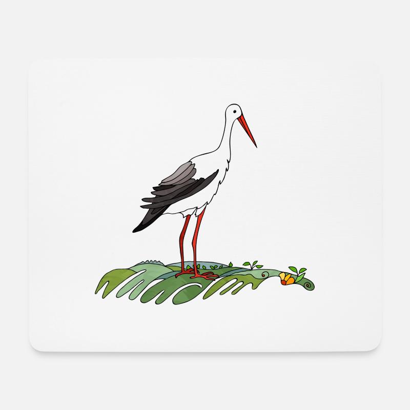 Oiseau cigogne - Tapis de souris (format paysage) - blanc