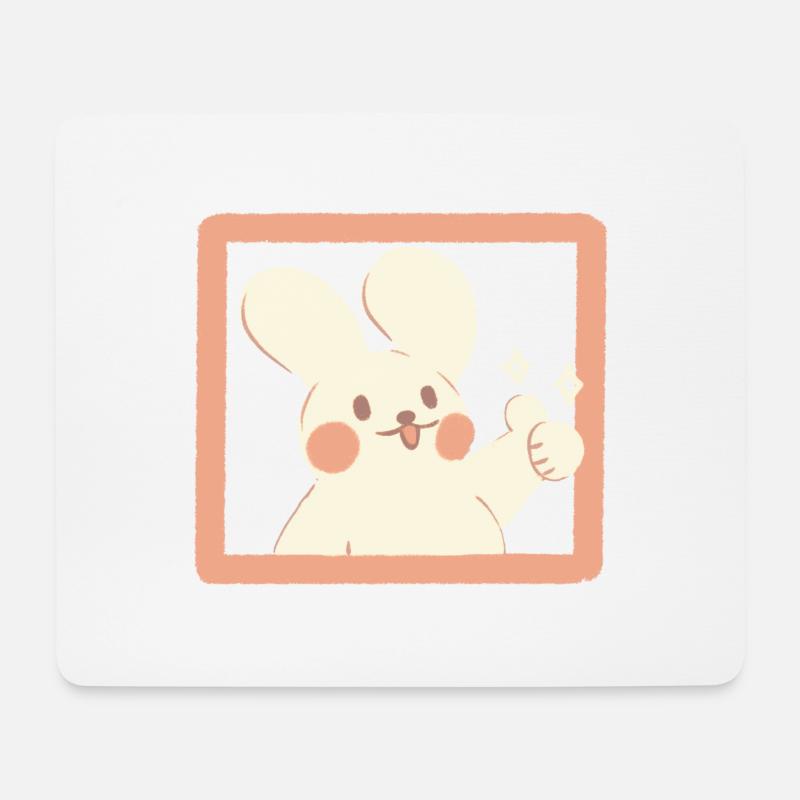 Daumen hoch Hase - Mousepad (Querformat) - Weiß