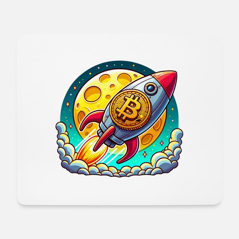 Auf zum Mond! 🚀 Bitcoin-Rakete - Mousepad (Querformat) - Weiß