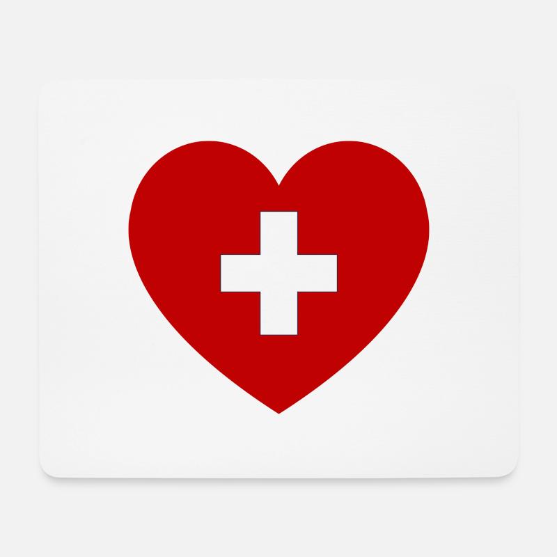 Schweiz Herz - Mousepad (Querformat) - Weiß