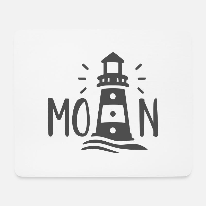 Schriftzug MOIN mit Leuchtturm - Mousepad (Querformat) - Weiß