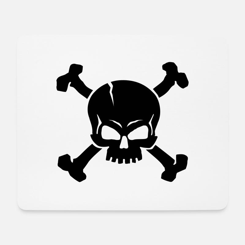 CROSSED SKULL - 1C - Mousepad (Querformat) - Weiß