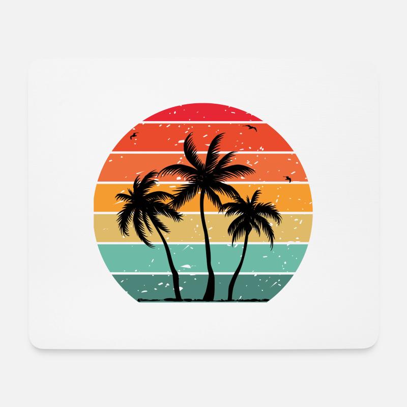 Plage vacances été palmiers - Tapis de souris (format paysage) - blanc