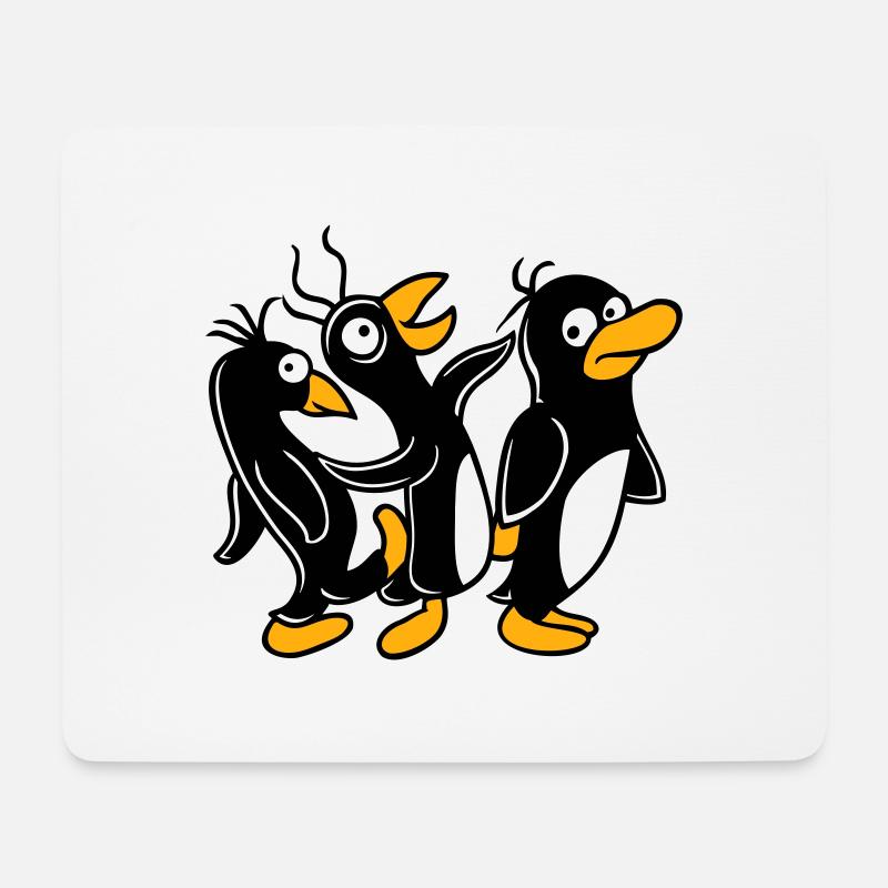 Verrückte Pinguine laufen dumm treten Team Freunde - Mousepad (Querformat) - Weiß