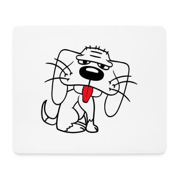 chien assis drôle mignon tirer la langue bande dessinée - Tapis de souris (format paysage) - blanc - Devant