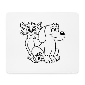Chien Chat Deux Amis Équipe Chaton 2 Duo Équipage - Tapis de souris (format paysage) - blanc - Devant