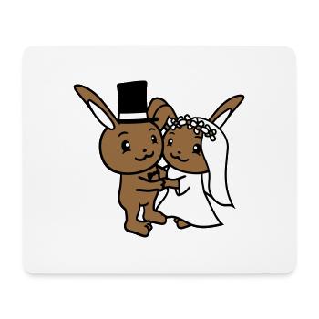 2 Bunnies Wedding Marry Groom Bride Engaged - Mouse Pad (horizontal) - white - Front