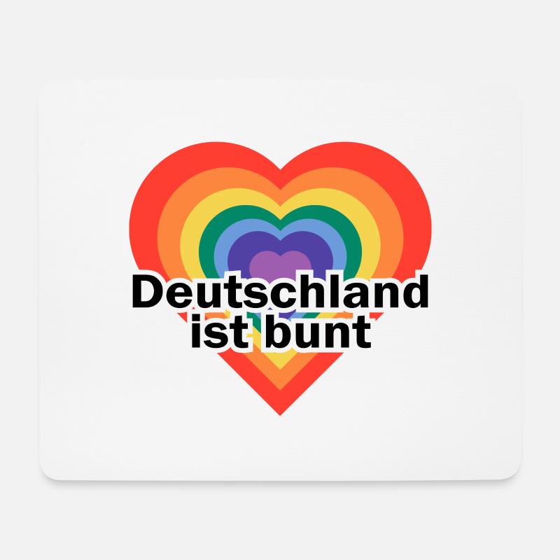 Deutschland ist bunt Herz in Regenbogen Farben - Mousepad (Querformat) - Weiß