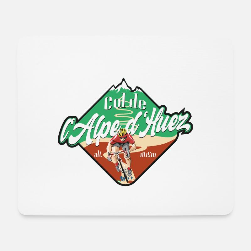 Col de l'Alpe d'Huez Radfahrer - Mousepad (Querformat) - Weiß