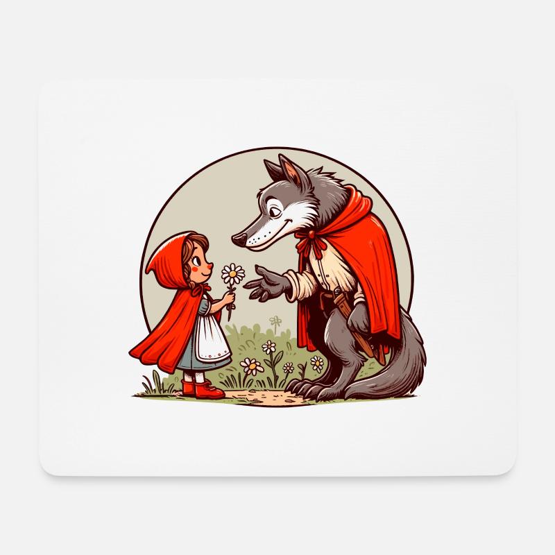 Rotkäppchen Märchen Wolf Niedlich Märchenfigur - Mousepad (Querformat) - Weiß