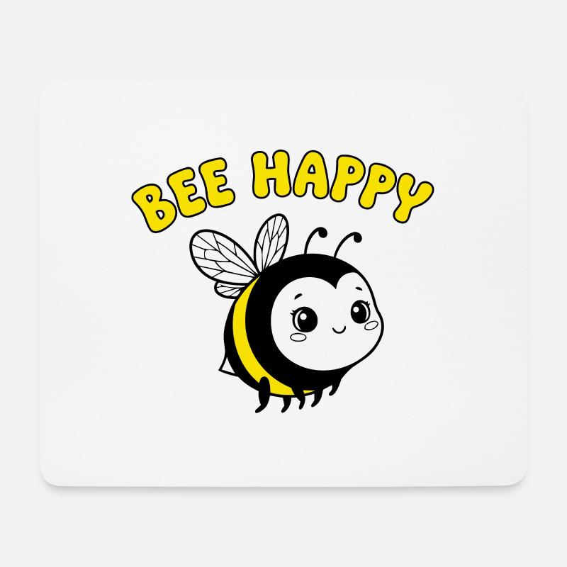 Bee Happy – Süße Cartoon Biene in Gelb Schwarz - Mousepad (Querformat) - Weiß