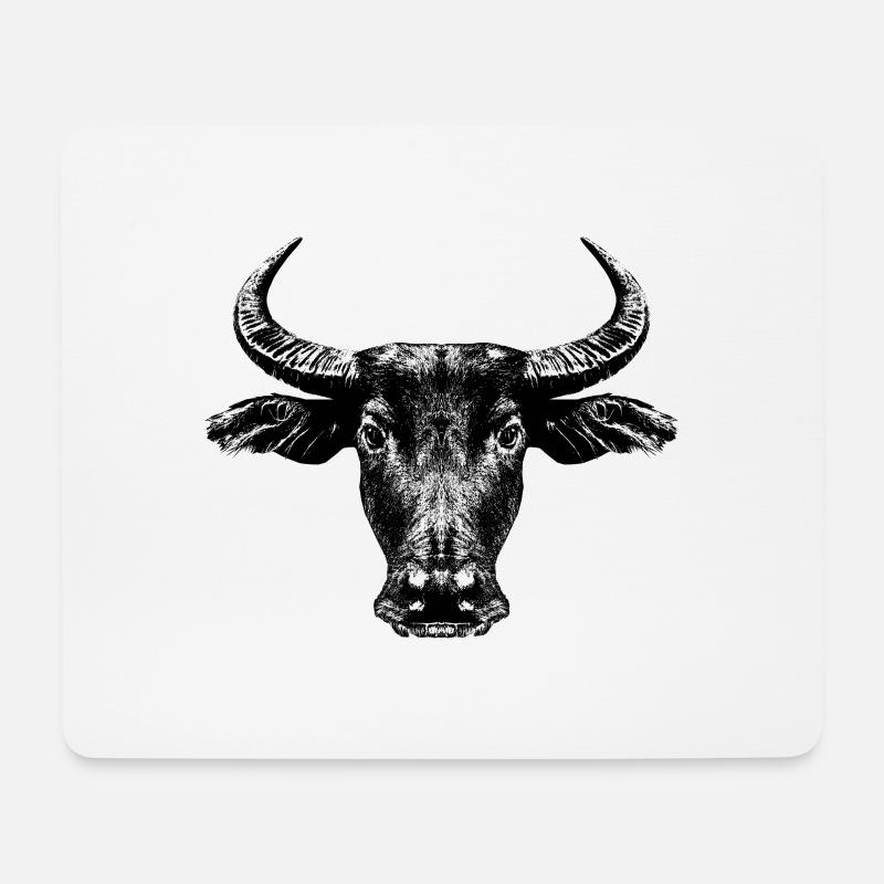 Wasserbüffel / Bubalus arnee - Mousepad (Querformat) - Weiß