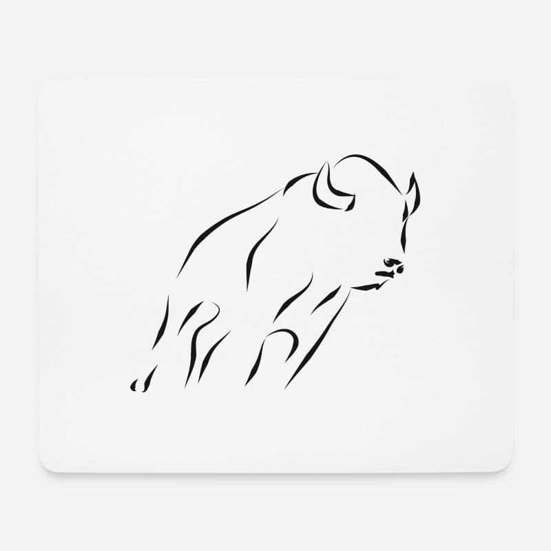 Bison - schwarz - Mousepad (Querformat) - Weiß