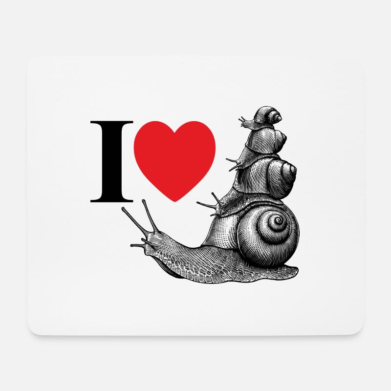 Ich liebe Schnecken - ein Herz für Schnecken - Mousepad (Querformat) - Weiß