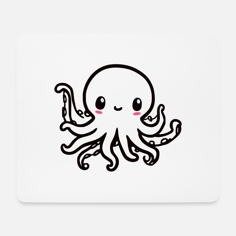 Niedlicher Octopus Kawaii - Mousepad (Querformat) - Weiß