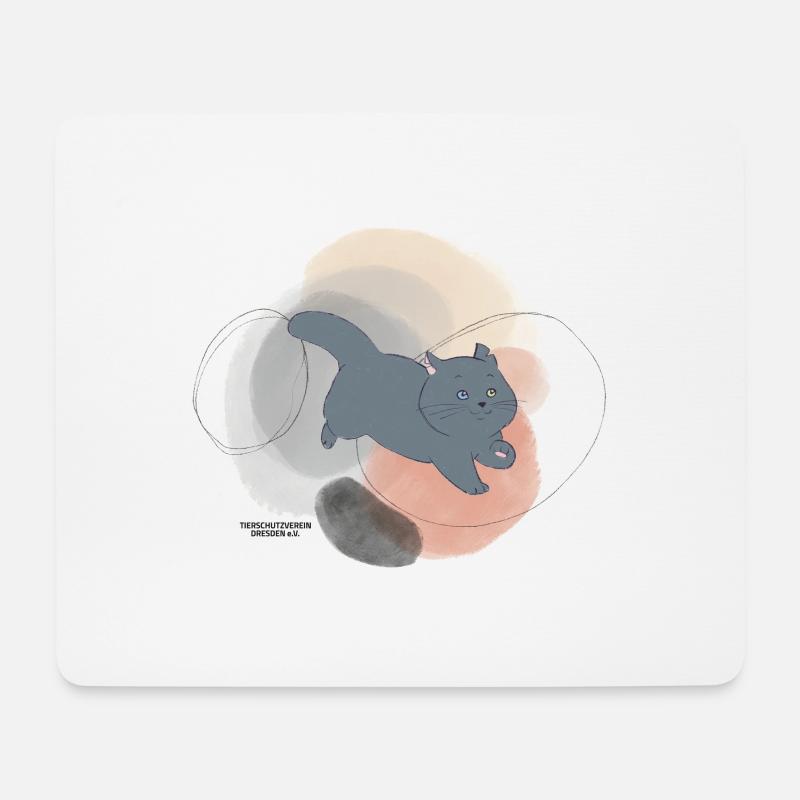 🐾 Schwarze Katze 🐈‍⬛ - Mousepad (Querformat) - Weiß