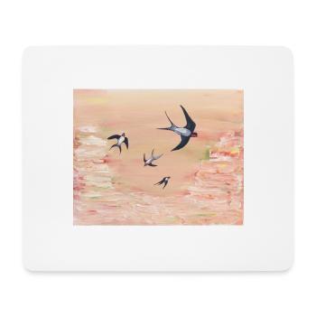 Abstrakt Apricot und Schwalben - Mousepad (Querformat) - Weiß - Vorne