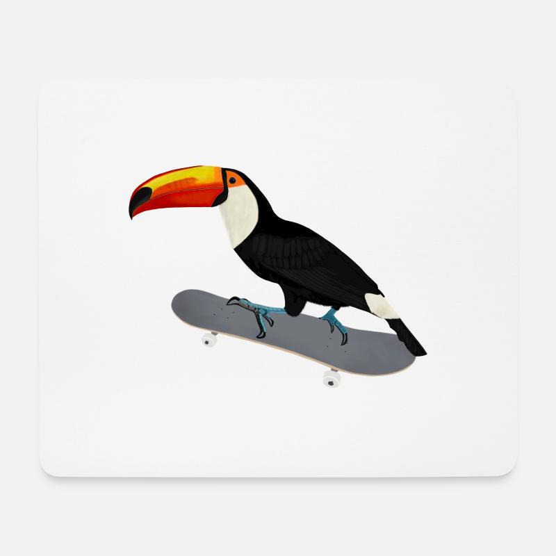Toucan Skateboard Bird Skating Drôle d’animal - Tapis de souris (format paysage) - blanc