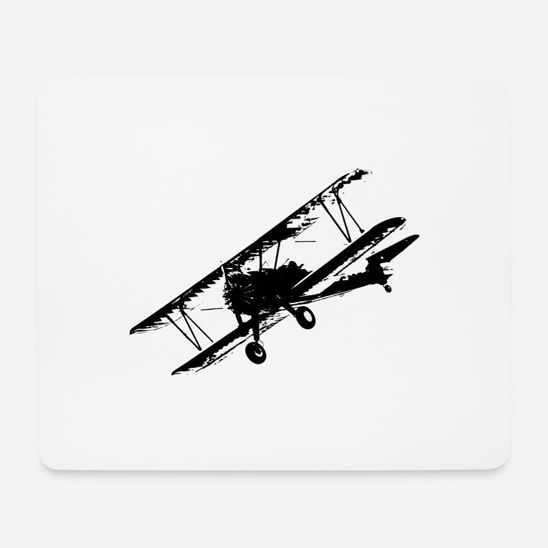 Flugzeug Doppeldecker Flieger Nostalgie - Mousepad (Querformat) - Weiß