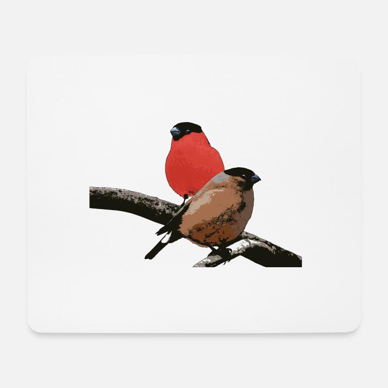 Dompfaffpaar - Mousepad (Querformat) - Weiß