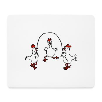 Seilspringende Hühner - Mousepad (Querformat) - Weiß - Vorne