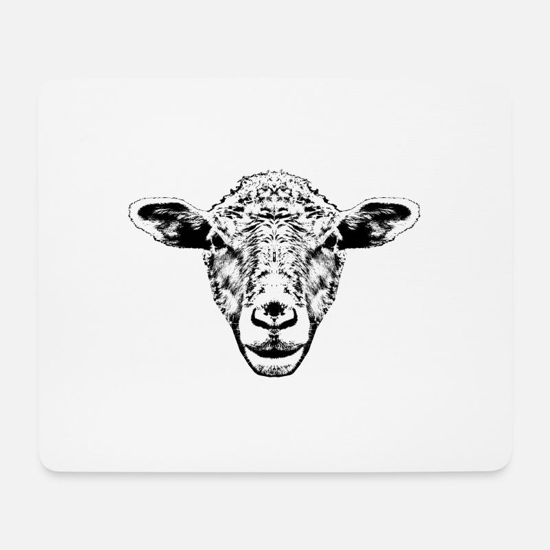 Schaf/ Portrait / Kopf - Mousepad (Querformat) - Weiß