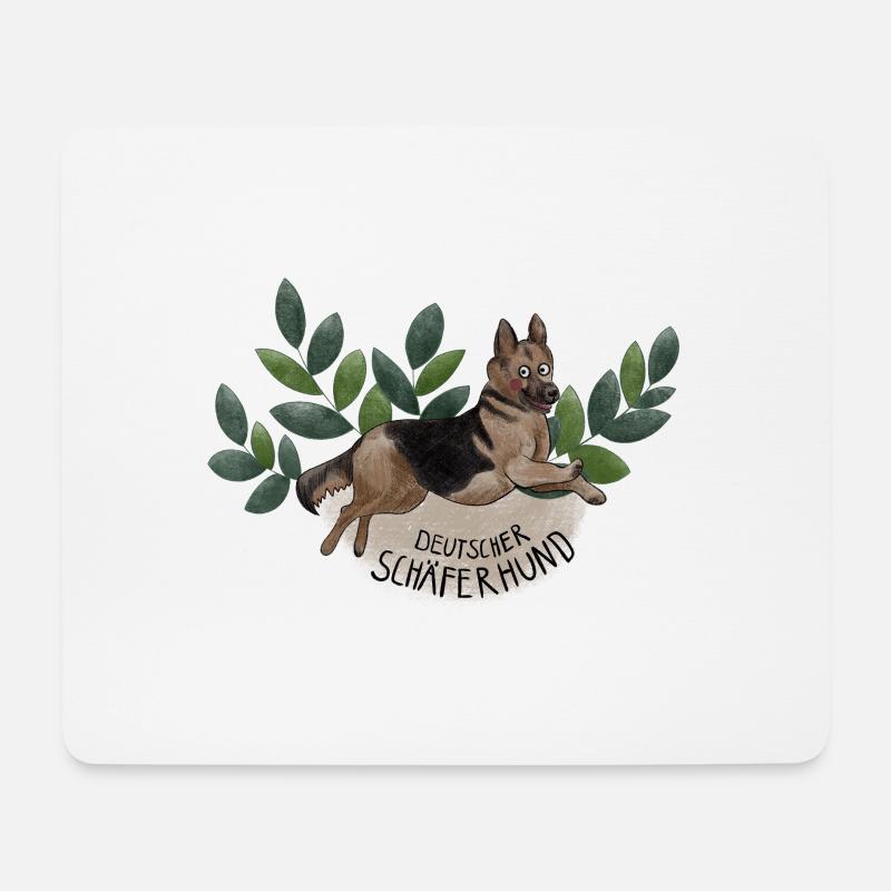 Deutscher Schäferhund Botanika - Mousepad (Querformat) - Weiß