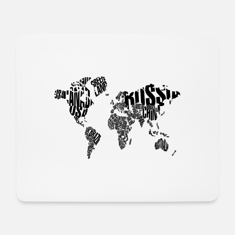 Weltkarte mit Länder Typografie. Cooles Geschenk. - Mousepad (Querformat) - Weiß
