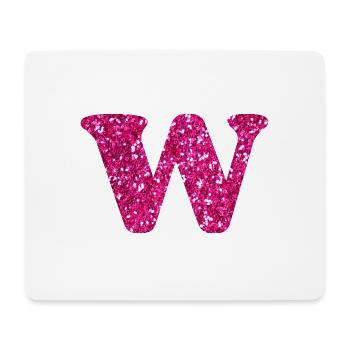 Glitzer rosa Buchstabe w - Mousepad (Querformat) - Weiß - Vorne