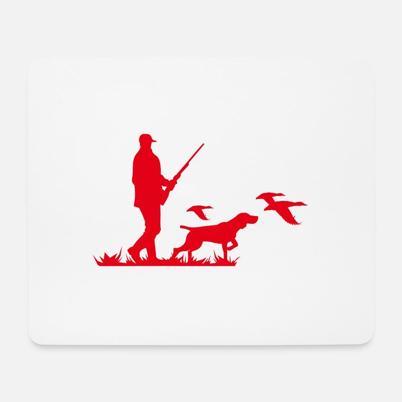 Entenjagd Jäger Jagdhund Waidmann in rot - Mousepad (Querformat) - Weiß