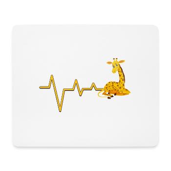 Illustration de battement de cœur de girafe - Tapis de souris (format paysage) - blanc - Devant