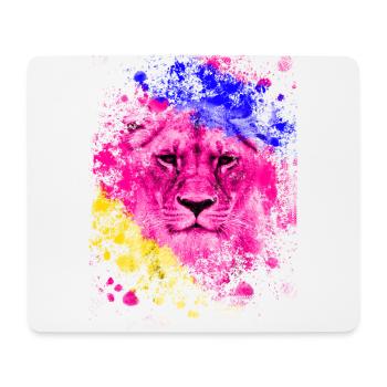 Lion art colorful lion head gift - Mouse Pad (horizontal) - white - Front