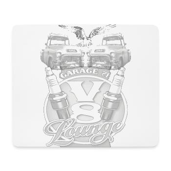 Garage GMC avec salon moteur V8 - Tapis de souris (format paysage) - blanc - Devant