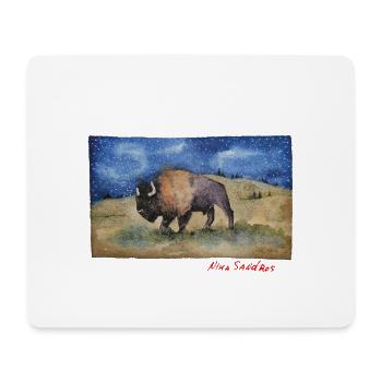 Bison - watercolor print - Mouse Pad (horizontal) - white - Front